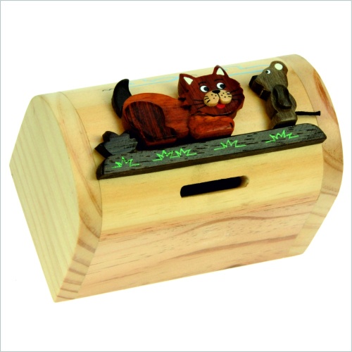 5215-CT: Cat Money Boxes (Hidden Lock) (Pack Size 3) Price Breaks Available